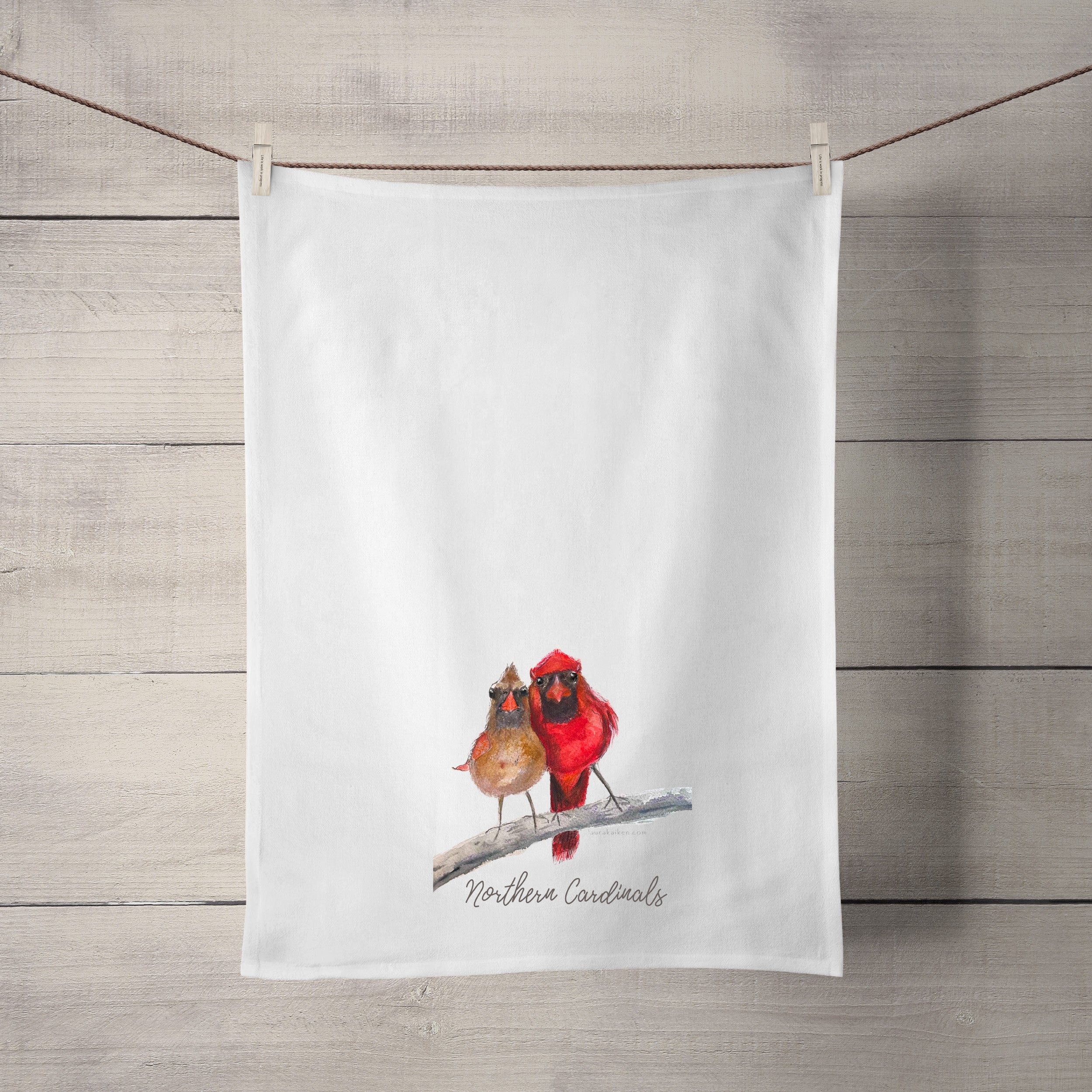 Northern Red Cardinal Couple Tea Towel image 0