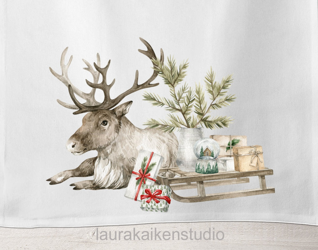 Christmas Reindeer on Tea Towel image 1