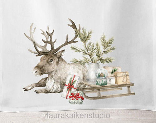 Christmas Reindeer on Tea Towel image 1
