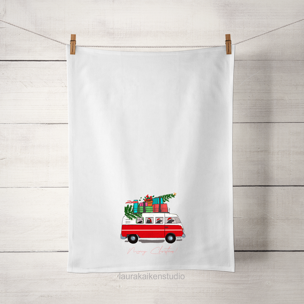 Christmas Van with Dogs and Cat image 0