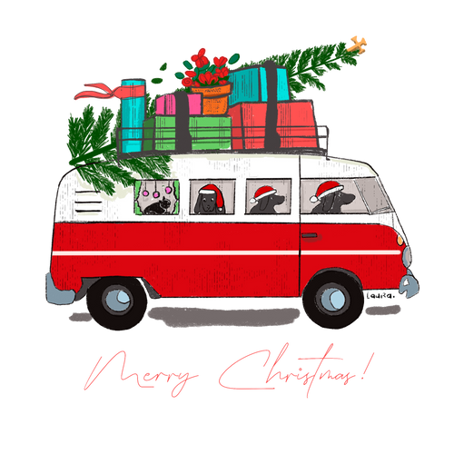 Christmas Van with Dogs and Cat image 1