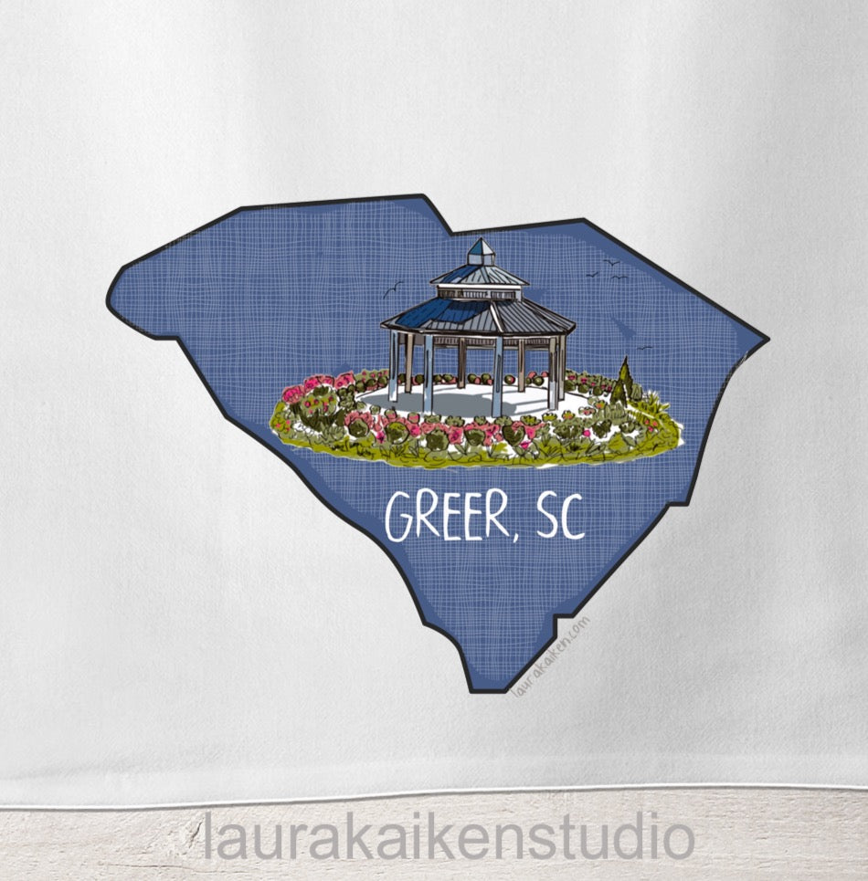 Greer City Park on SC Tea Towel image 1