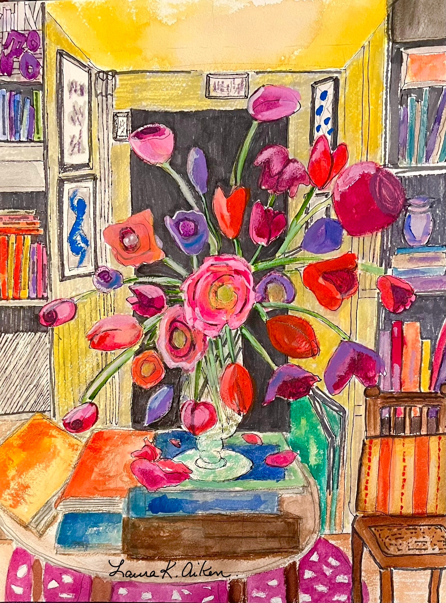 Table Full of Flowers -Sold