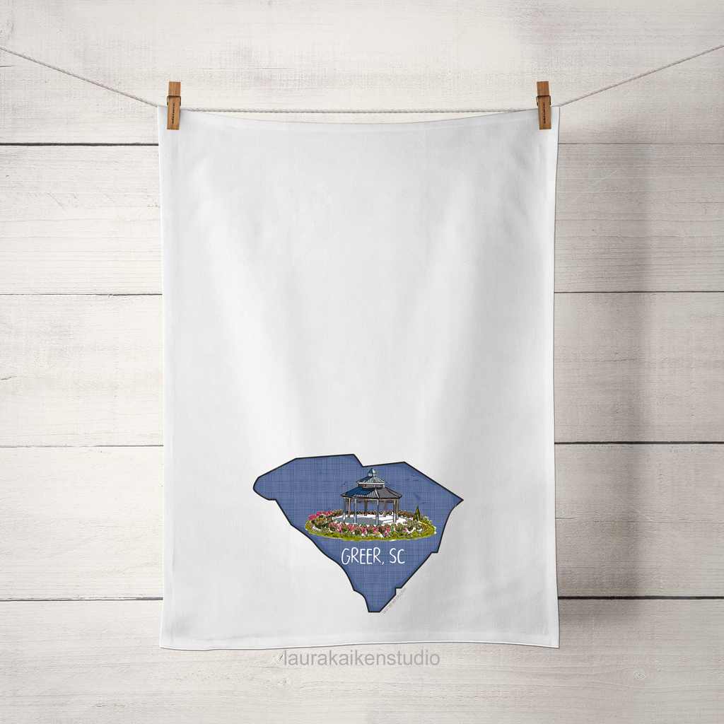 Greer City Park on SC Tea Towel image 0