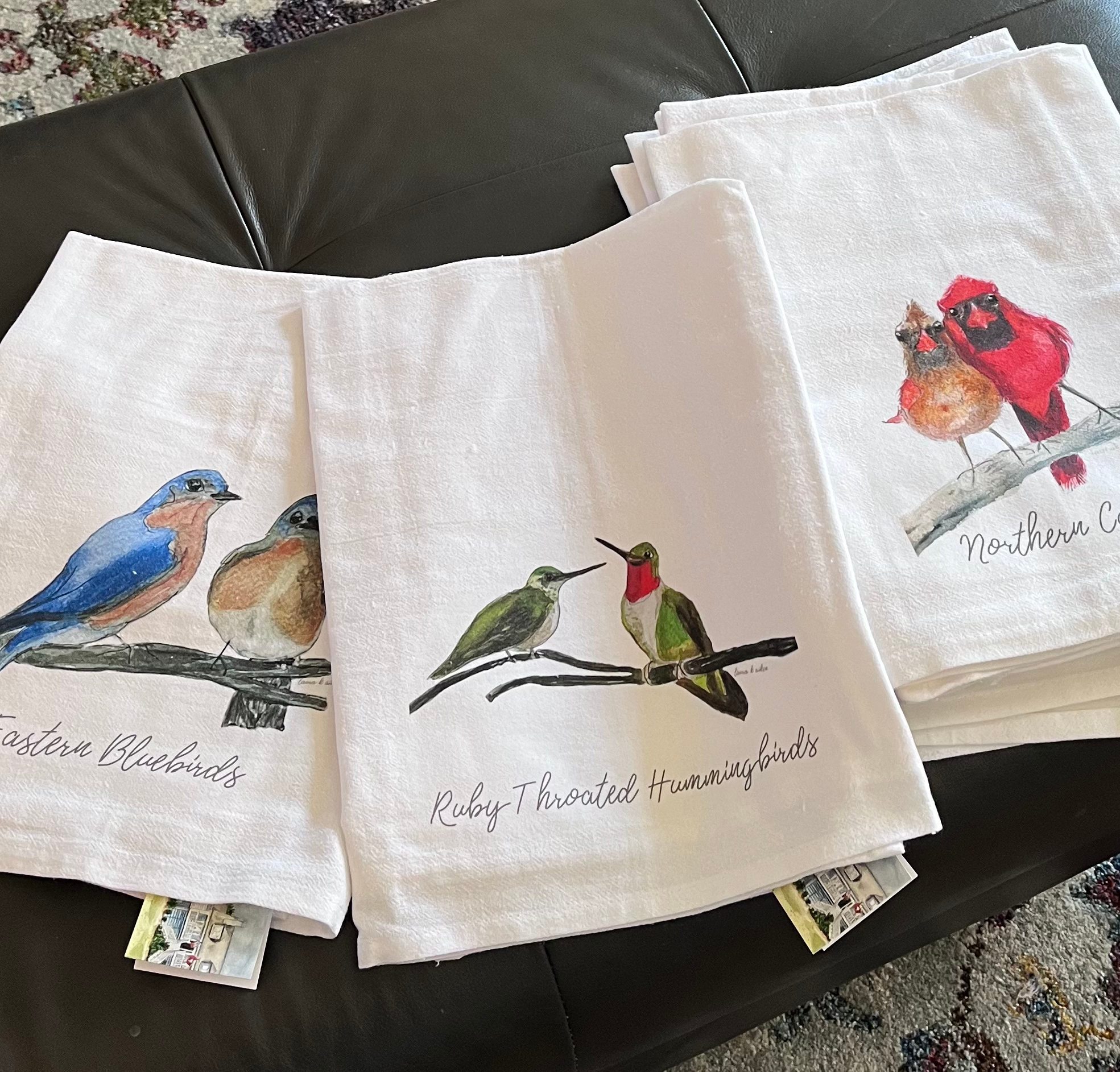 Northern Red Cardinal Couple Tea Towel image 1