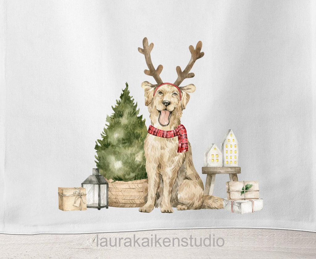 Christmas Yellow Lab Dog for Christmas Tea Towel image 1