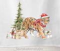 Christmas Tiger Decorative Tea Towel image 0